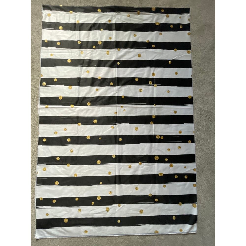 Black & white stripe with gold dots Kate photography backdrop - vertical - 3x5